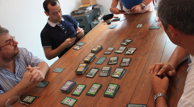 playing Dominion card game