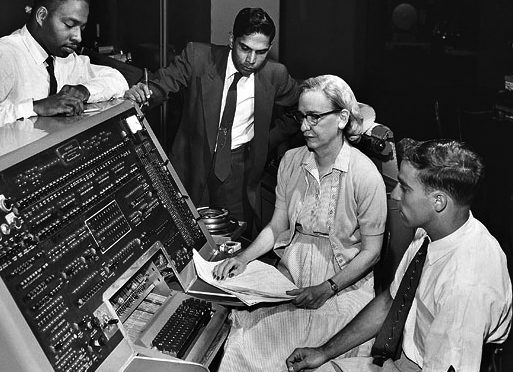 Grace Murray Hopper at the UNIVAC keyboard, c. 1960