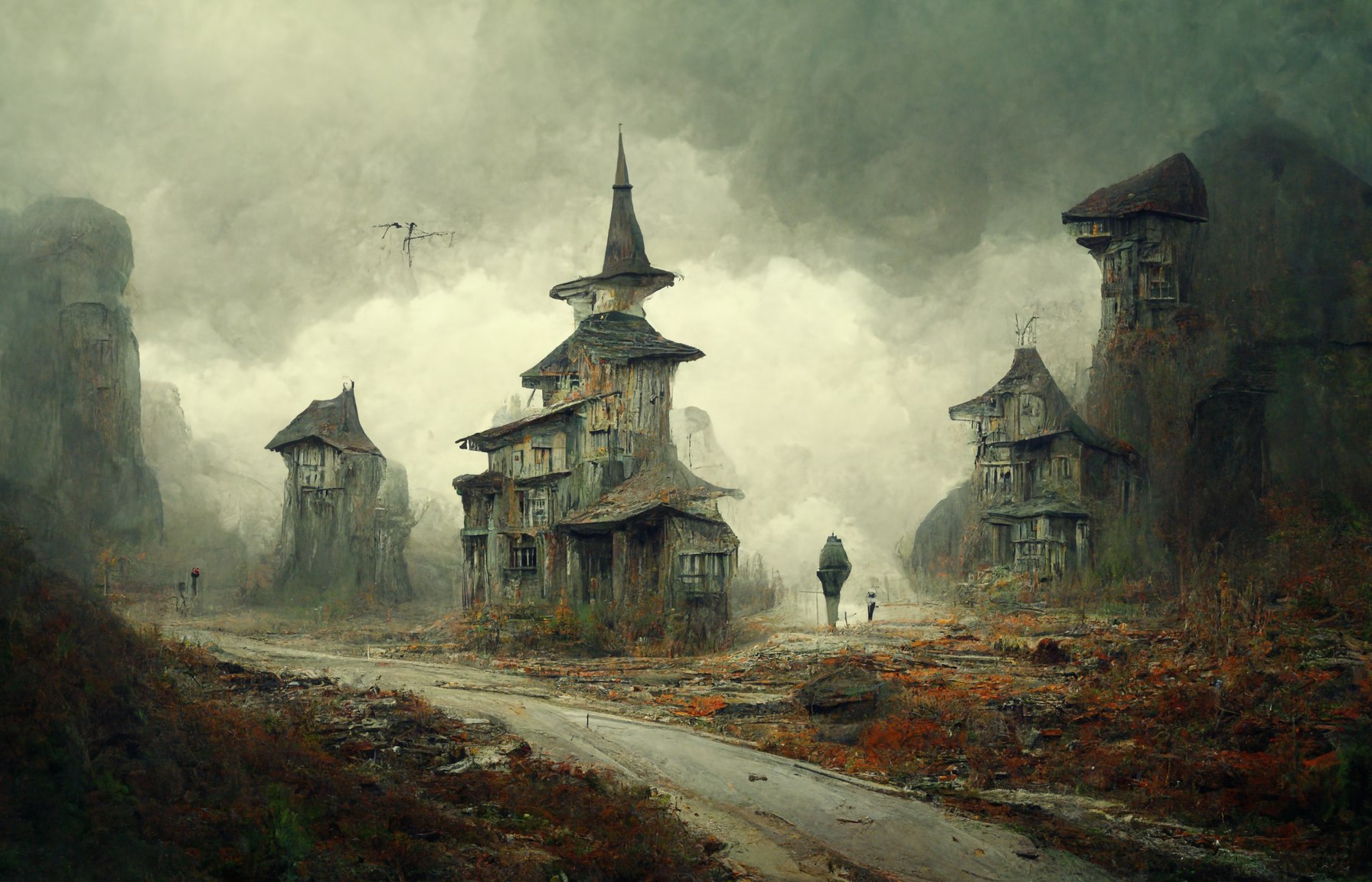 ghost town in a fantasy world