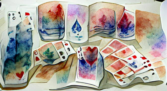 playing cards as a watercolor