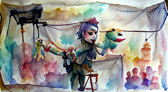 puppeteer as a watercolor