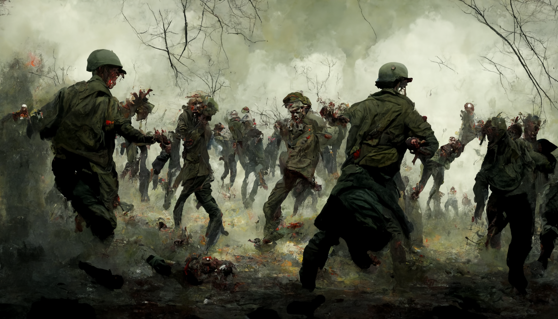 WW2 zombies attacking US infantry