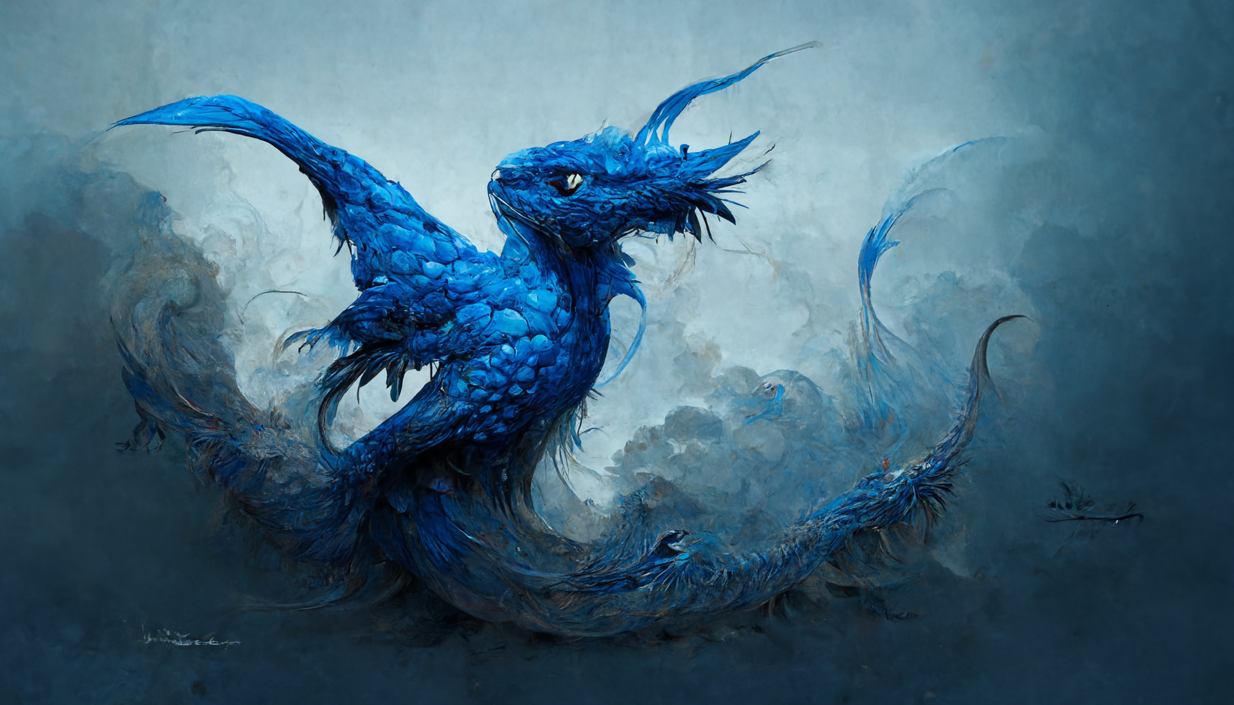 a blue dragon in flight