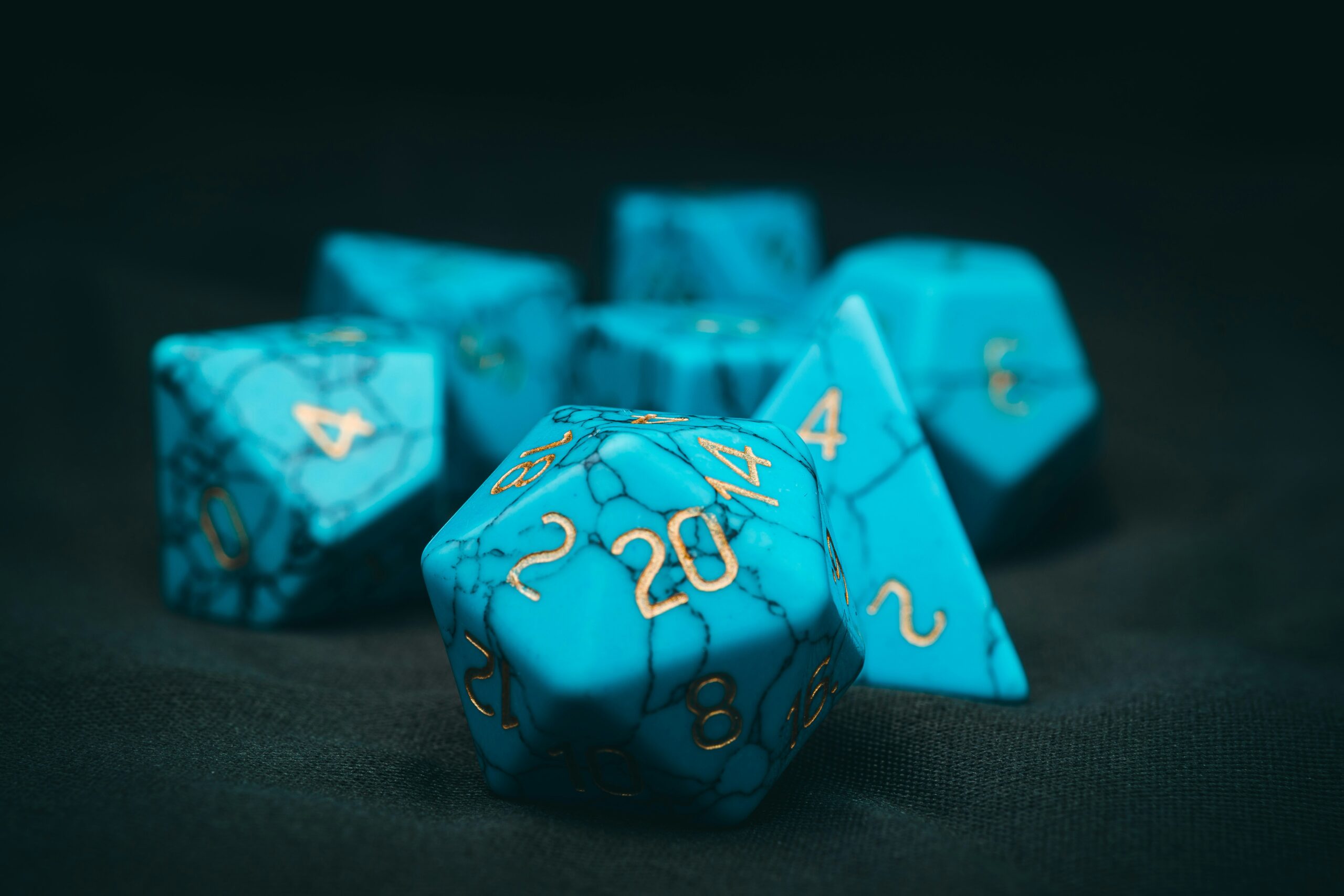 blue polyhedral dice