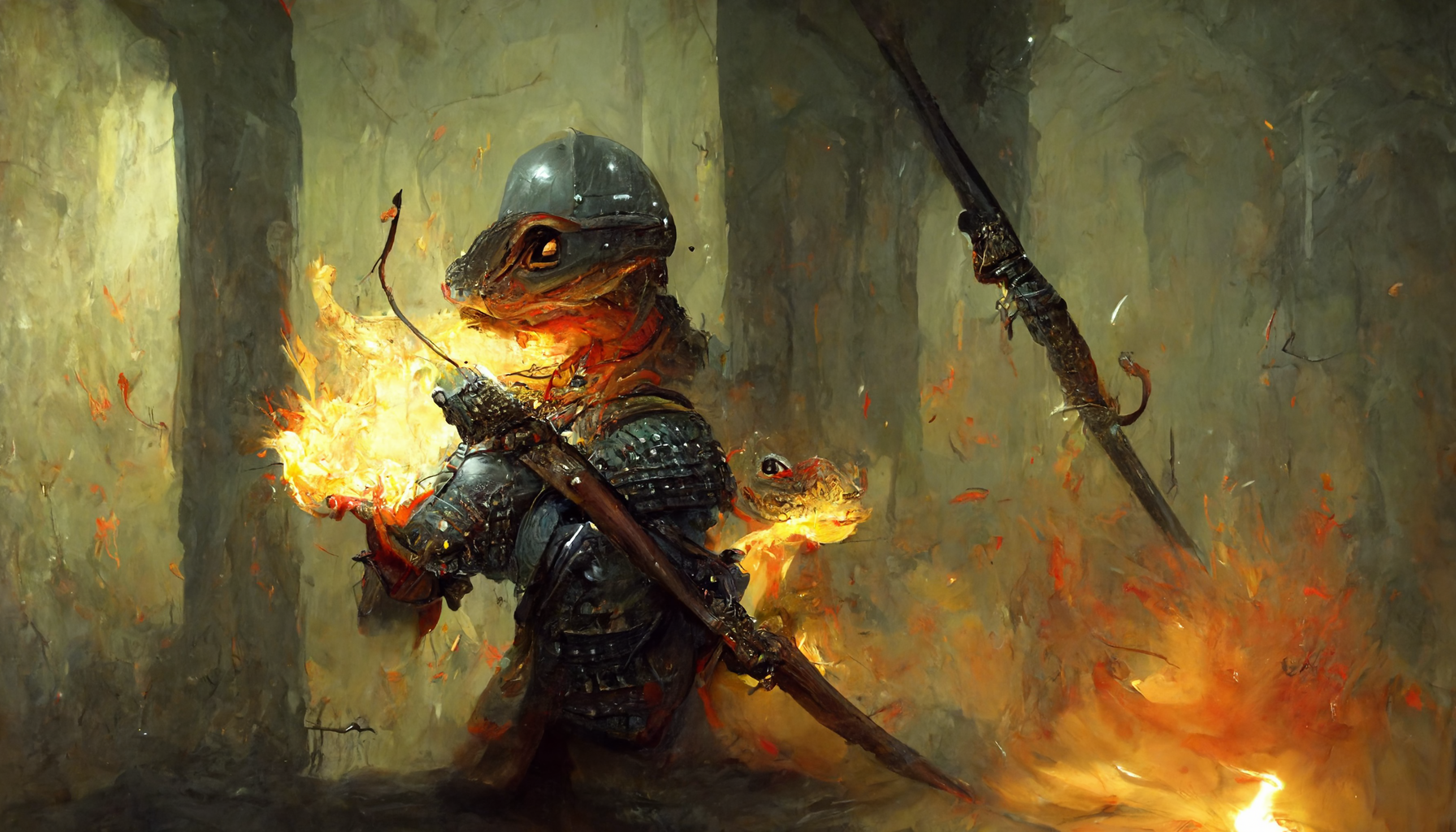 salamander warrior in a dungeon