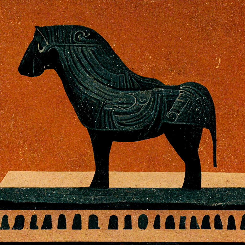 trojan horse on a greek vase