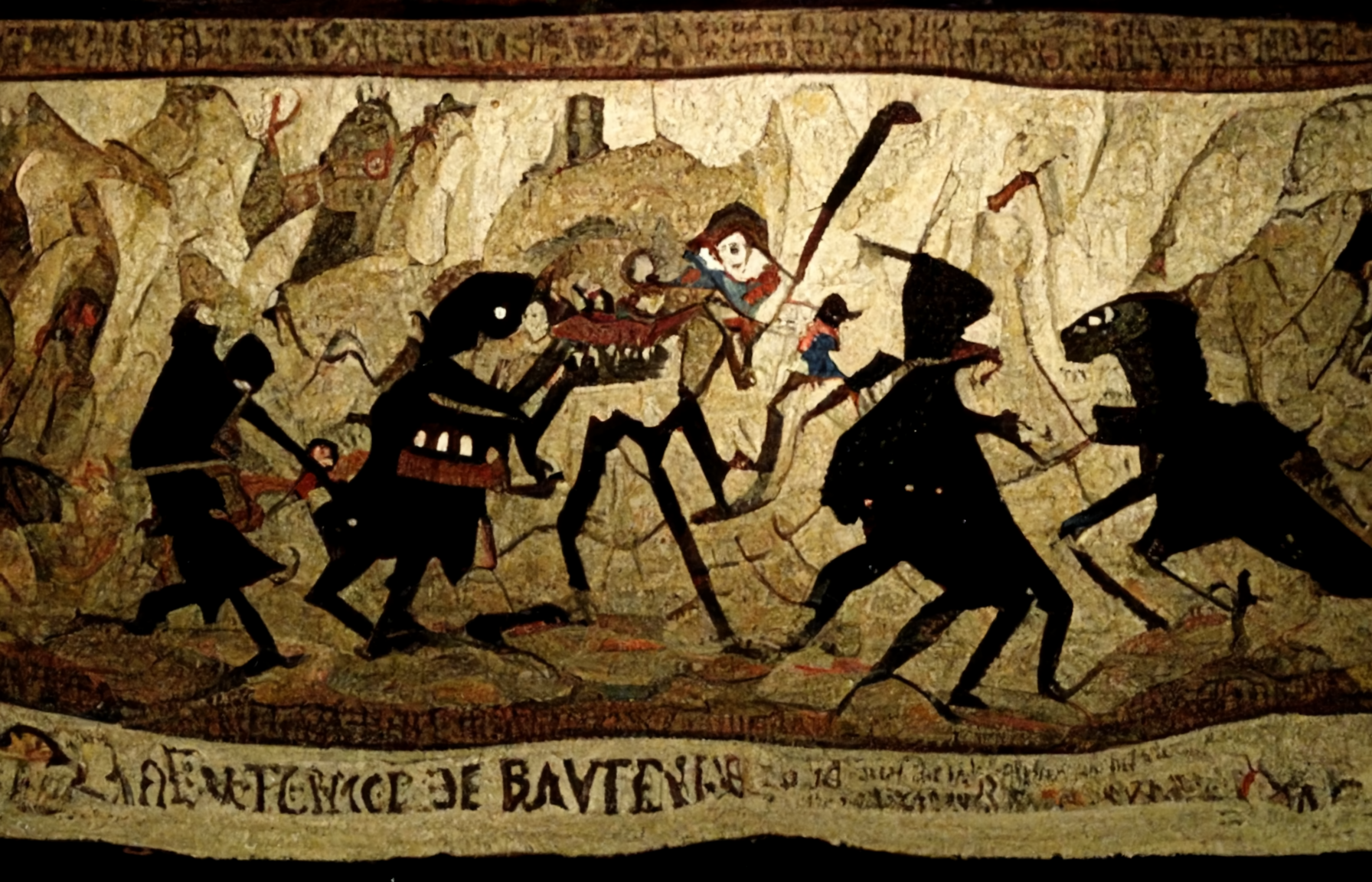 battle between adventures and monsters in a mineshaft