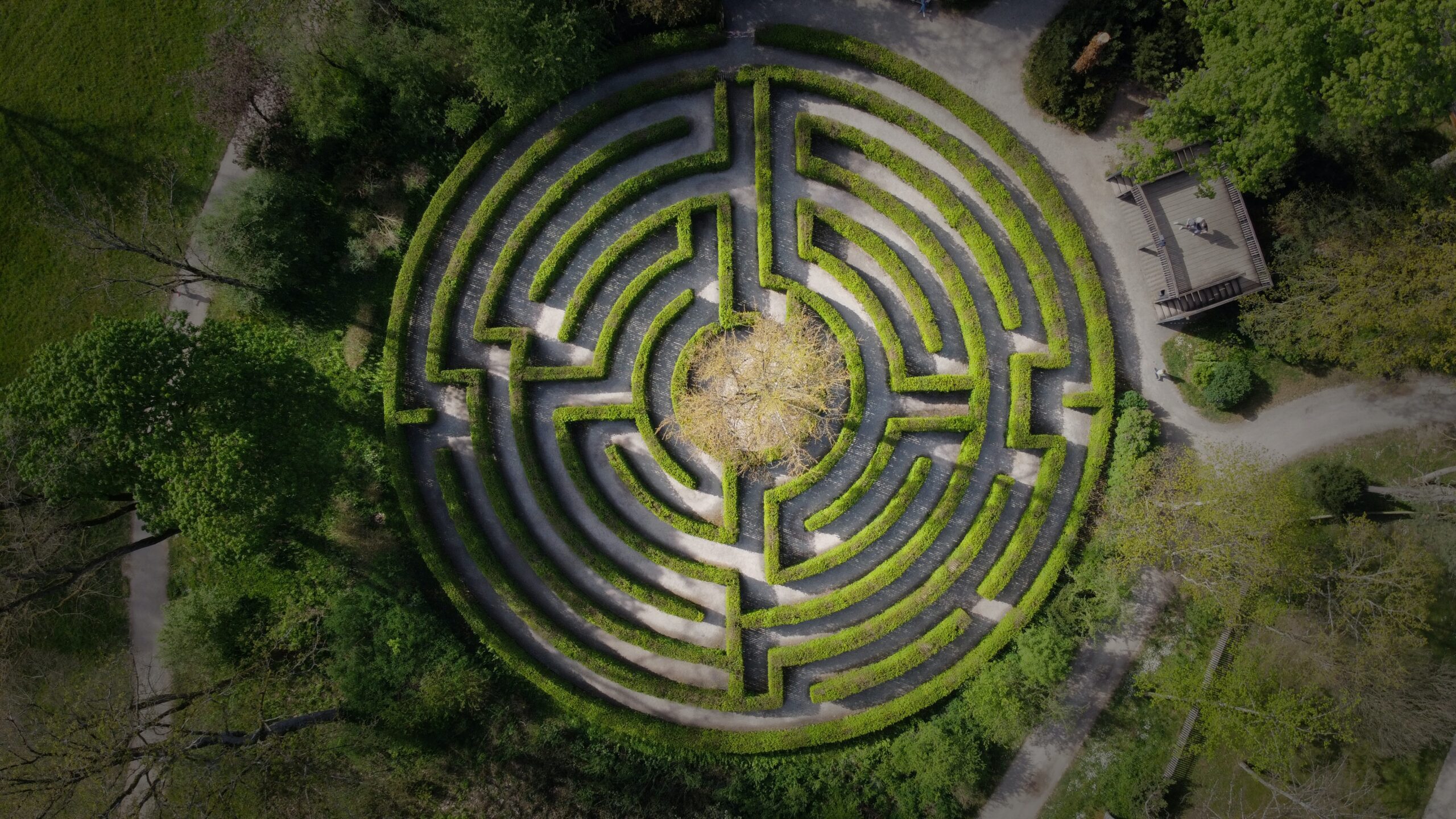 arial view of labyrinth