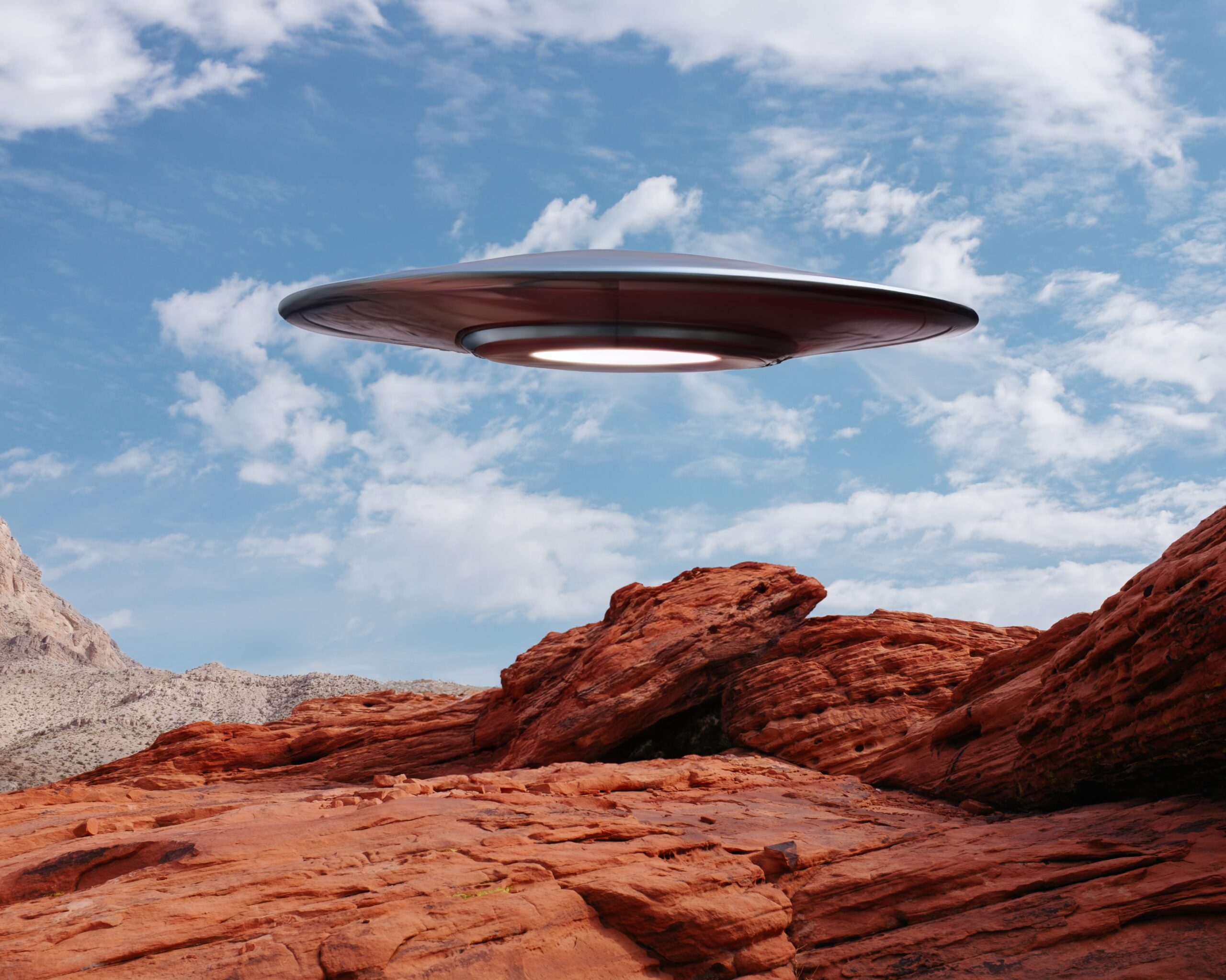 flying saucer over desert