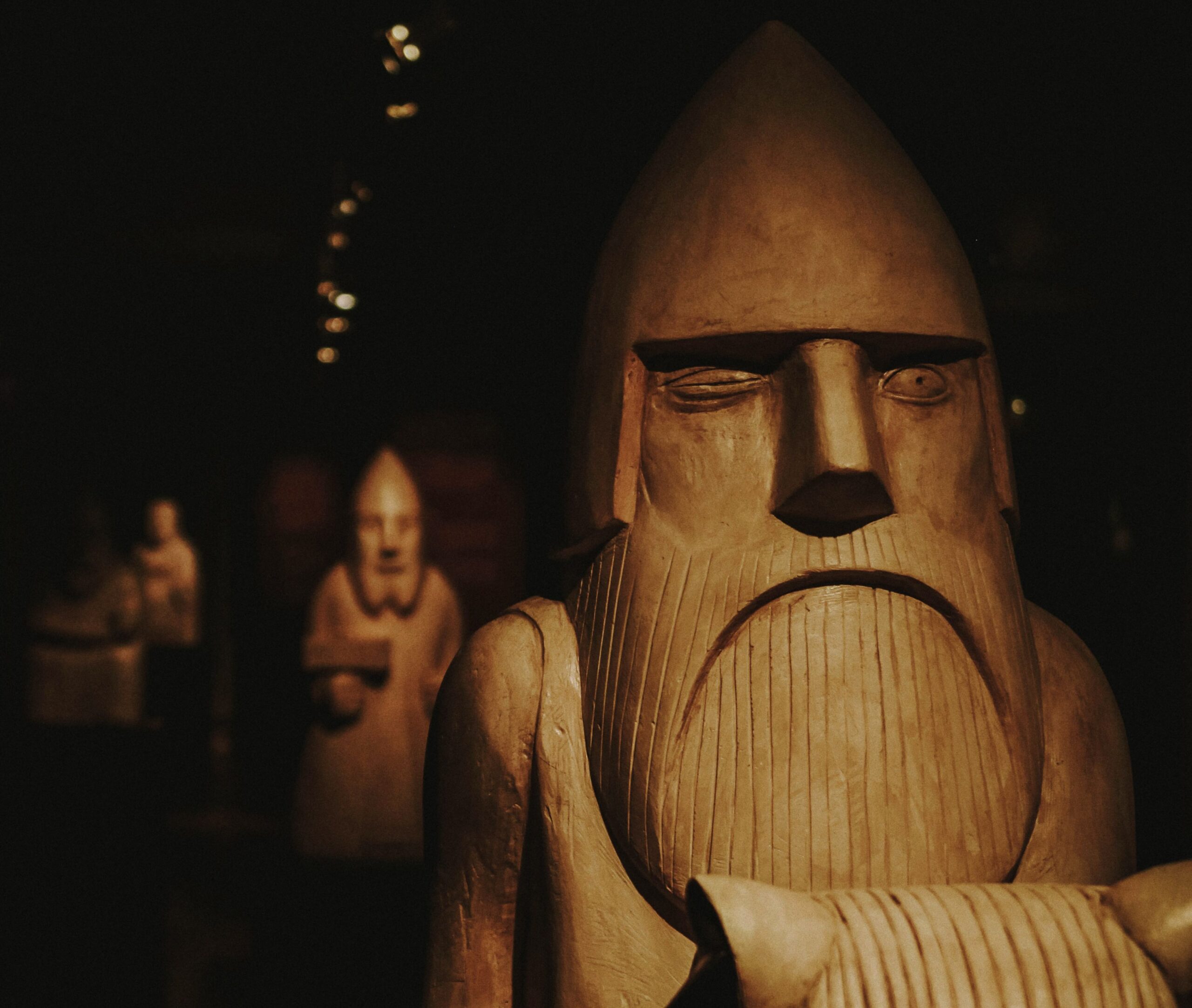 wooden statue of Odin