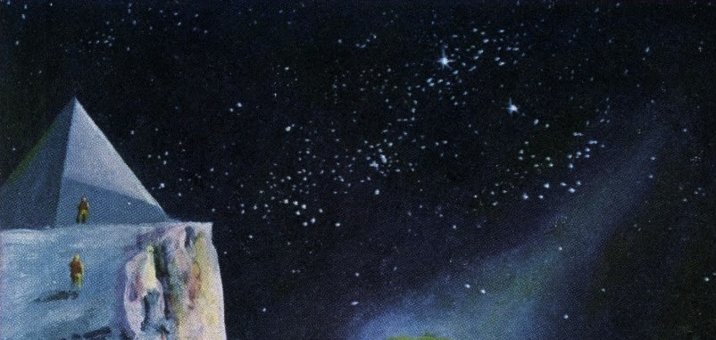 pyramid on a promontory on an alien planet