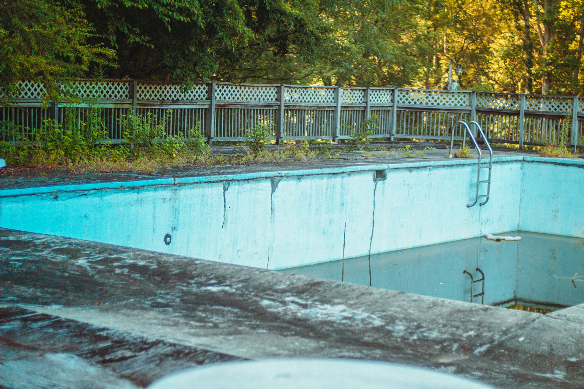 an abandoned swimming pool